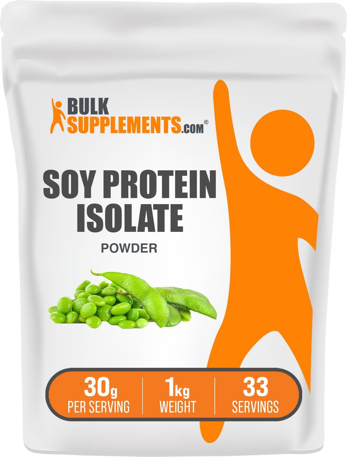BulkSupplements.com Vegan Soy Protein Isolate Powder - Unflavored, Gluten Free - 1kg (2.2 lbs) - 30g per Serving