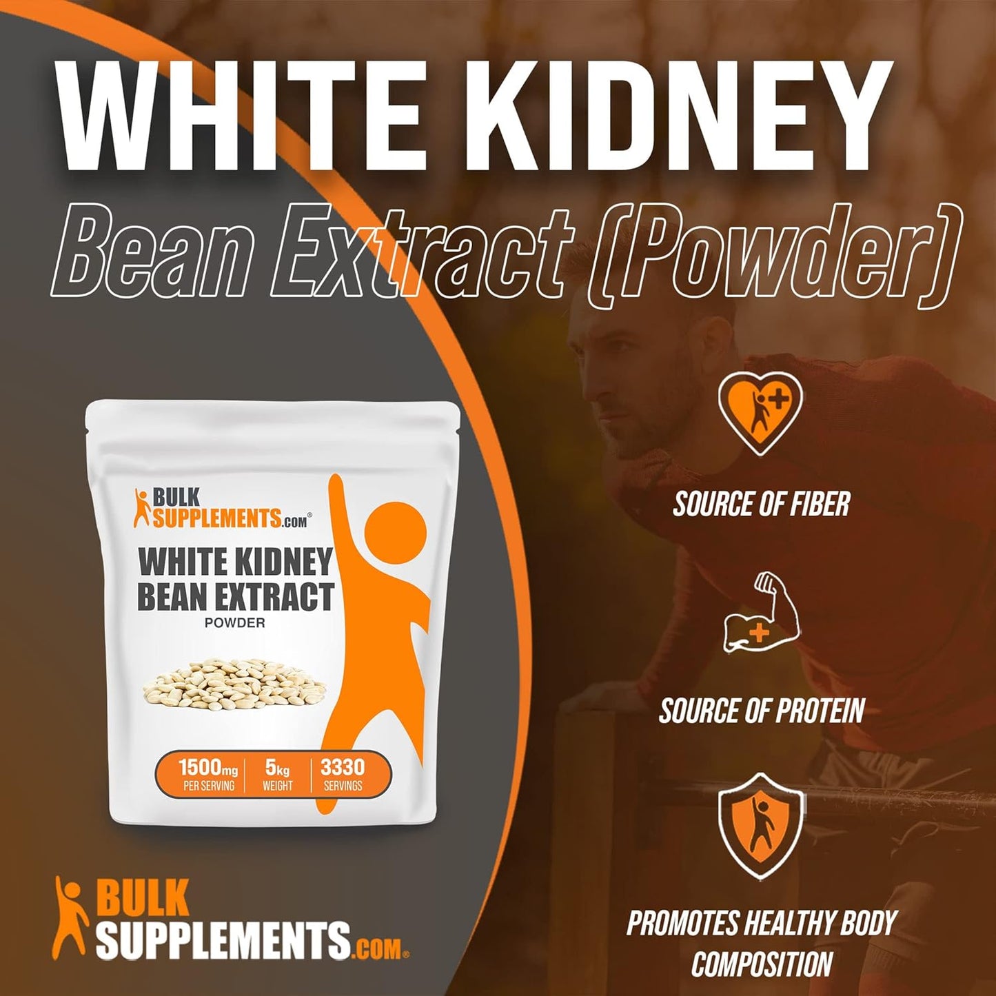 BulkSupplements.com White Kidney Bean Extract Powder - Digestive Support & Protein Source - Gluten Free - 1500mg per Serving - Pack of 5 - 5kg
