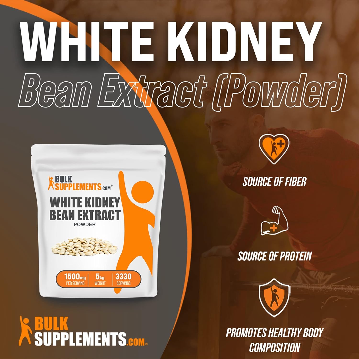 BulkSupplements.com White Kidney Bean Extract Powder - Digestive Support & Protein Source - Gluten Free - 1500mg per Serving - Pack of 5 - 5kg