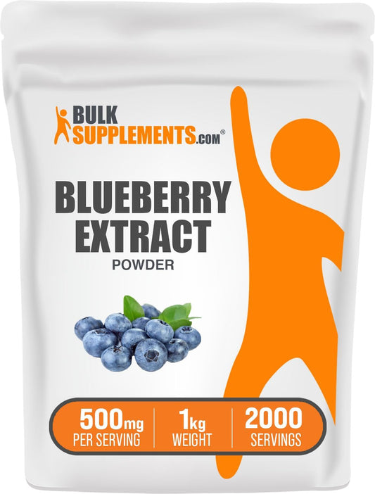BulkSupplements.com Wild Blueberry Extract Powder - Vegan Gluten-Free Supplement, 500mg per Serving, 1kg (2.2 lbs)