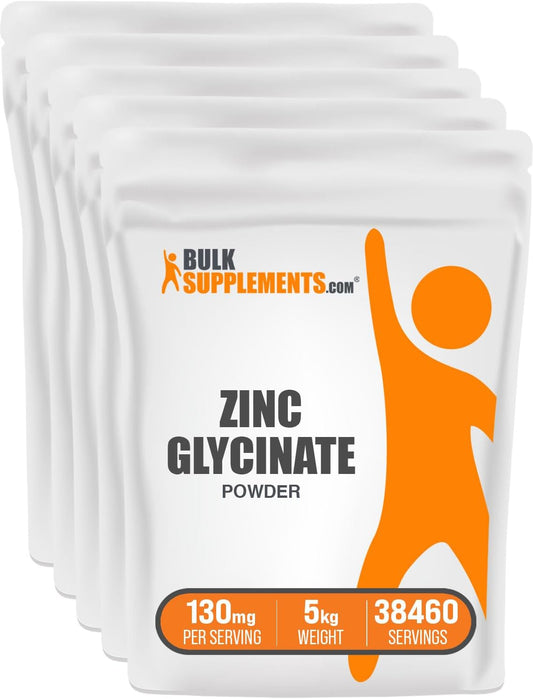 BulkSupplements.com Zinc Glycinate Powder - Immune Support Supplement, 40mg Zinc, Gluten Free Mineral Powder - 5kg (11 lbs)