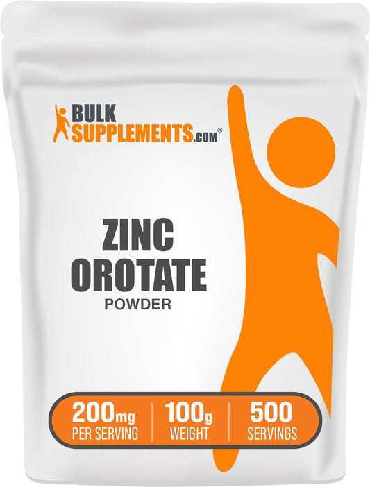 BulkSupplements.com Zinc Orotate Powder - Immune Support Mineral Supplement with 30mg Zinc per Serving - Gluten Free, 3.5 oz (100g) - Pack of 1