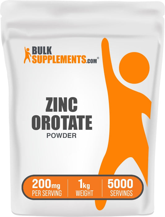 BulkSupplements.com  Zinc Orotate Powder -  Zinc Supplements for Immune Support - Gluten Free - 1kg (2.2 lbs) - 200mg per Serving - Pack of 1
