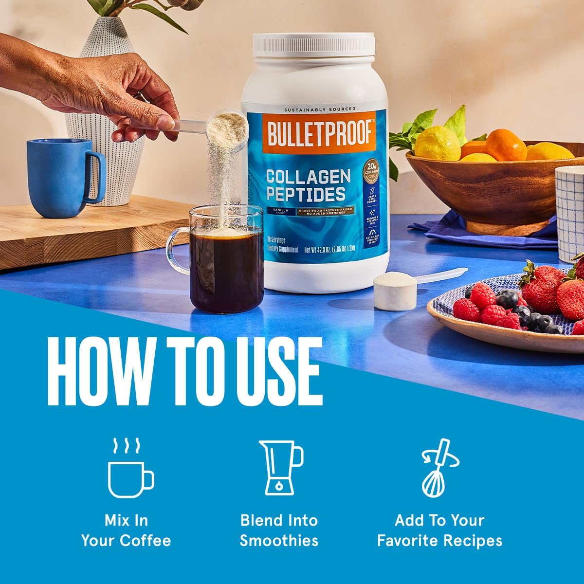 Bulletproof Vanilla Collagen Protein Powder with MCT Oil - 19g Protein - 42.3 Oz Value Size - Collagen Peptides and Amino Acids for Skin, Bones, Joints - Healthy Dietary Supplement