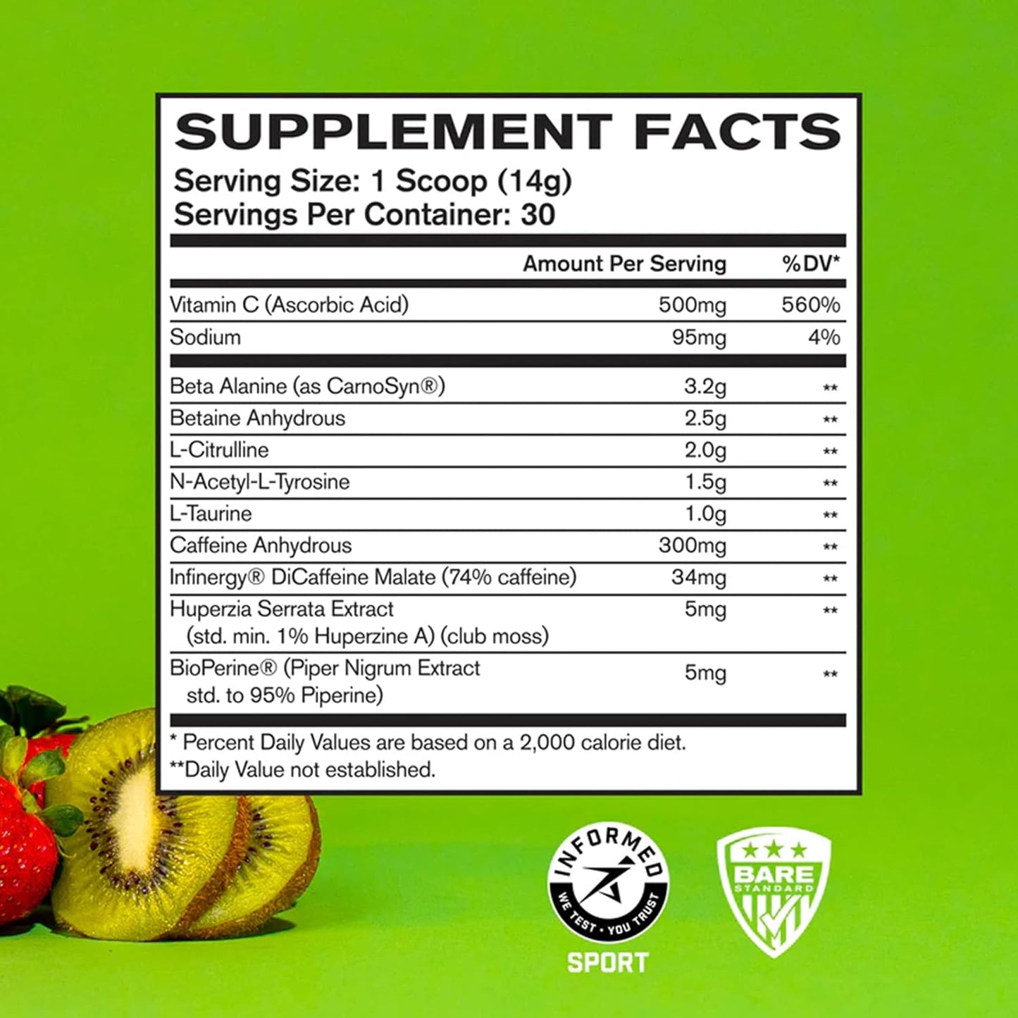 Bundle: BARE PERFORMANCE NUTRITION BPN Creatine Monohydrate & Flight Pre Workout (Strawberry Kiwi)