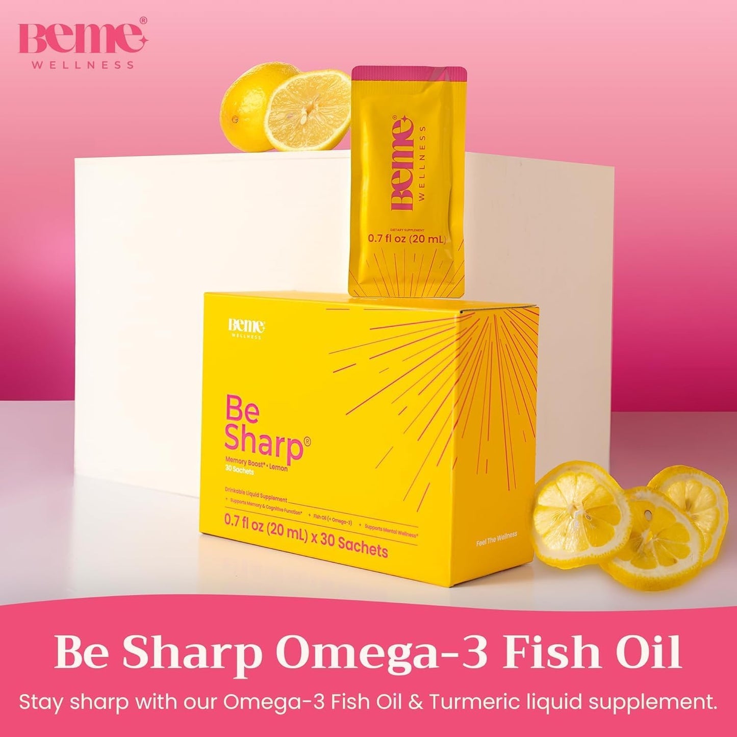 Bundle: BeMe BeHealthy Liquid Probiotics & BeSharp Omega-3 Liquid Supplements - Improve Gut Health and Cognitive Function