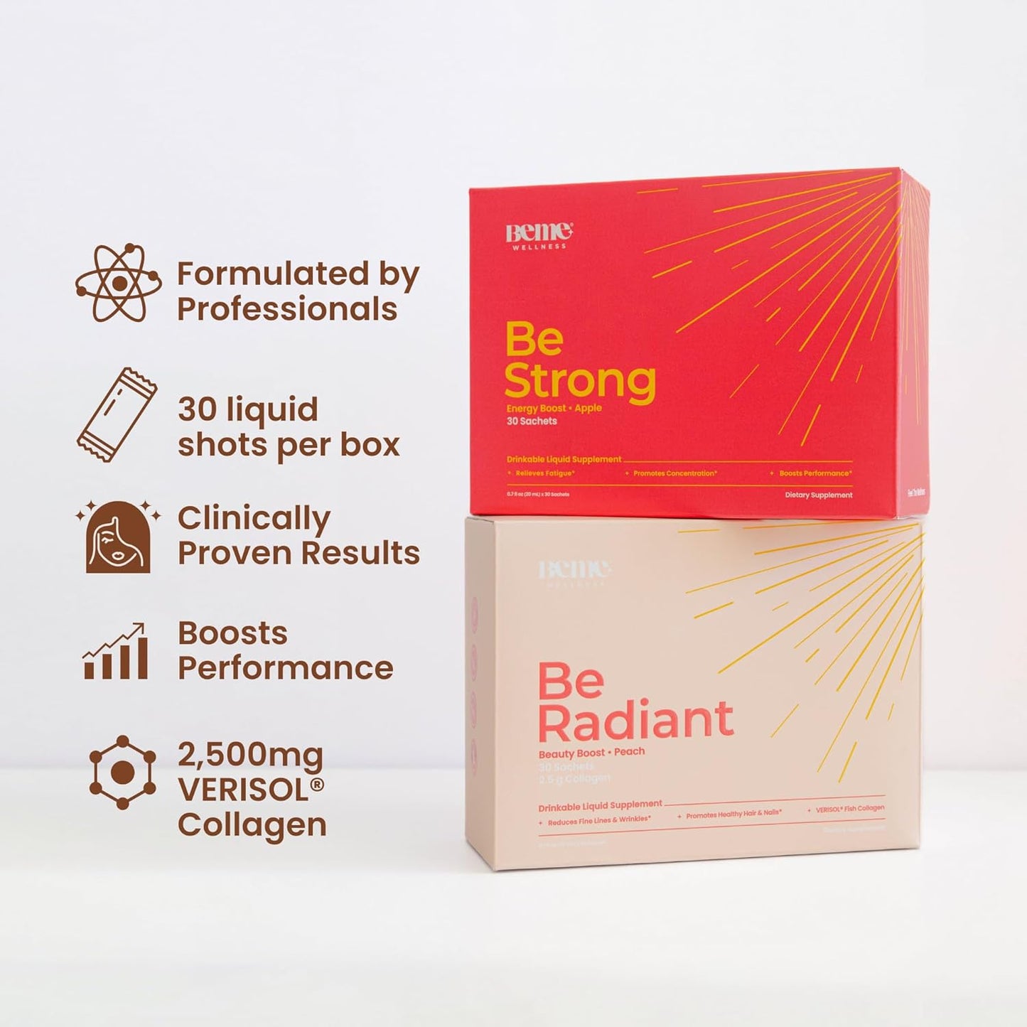 Bundle: BeMe BeRadiant Liquid Collagen & BeStrong Vitamin B12 Supplements - Improve Skin Health & Boost Energy!