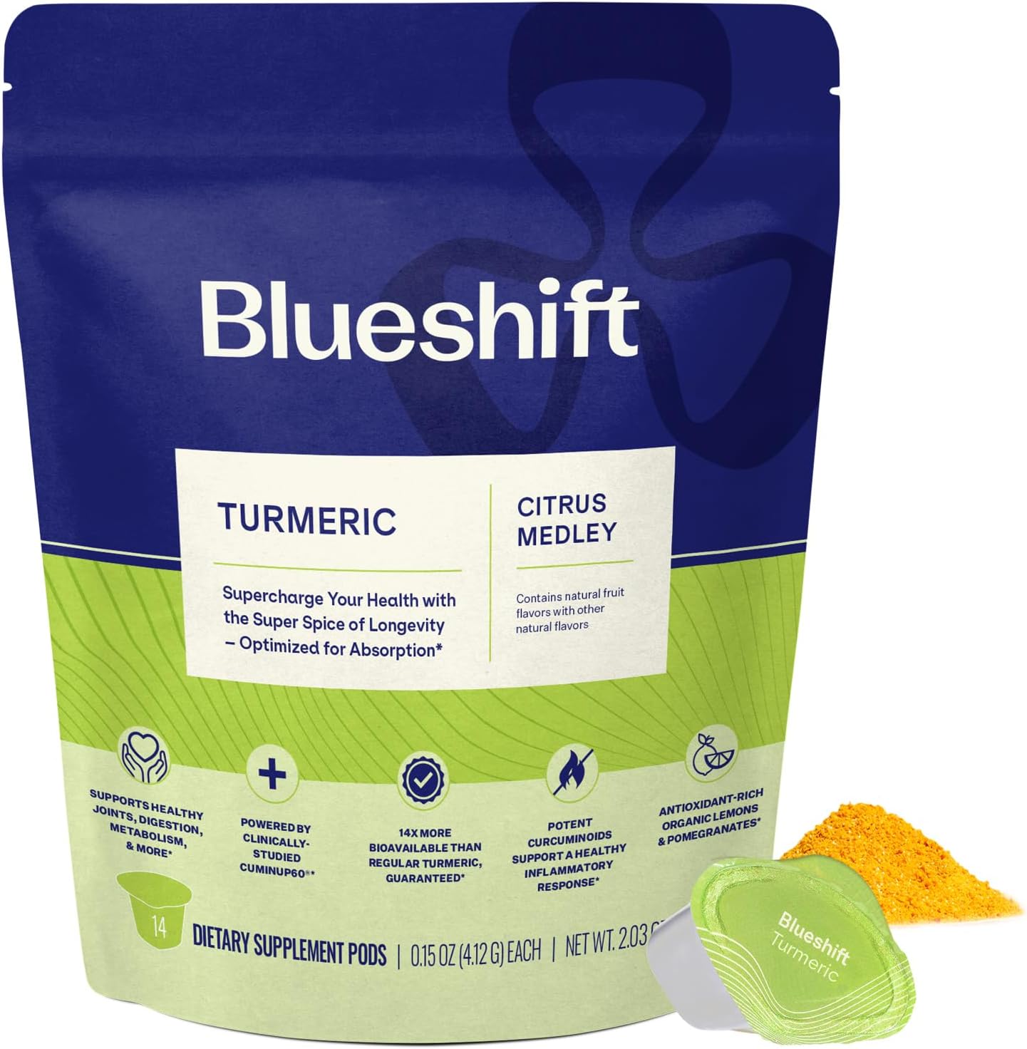 Bundle: Blueshift Energy + Focus 14 Pack with Turmeric 14 Pack for Enhanced Wellness
