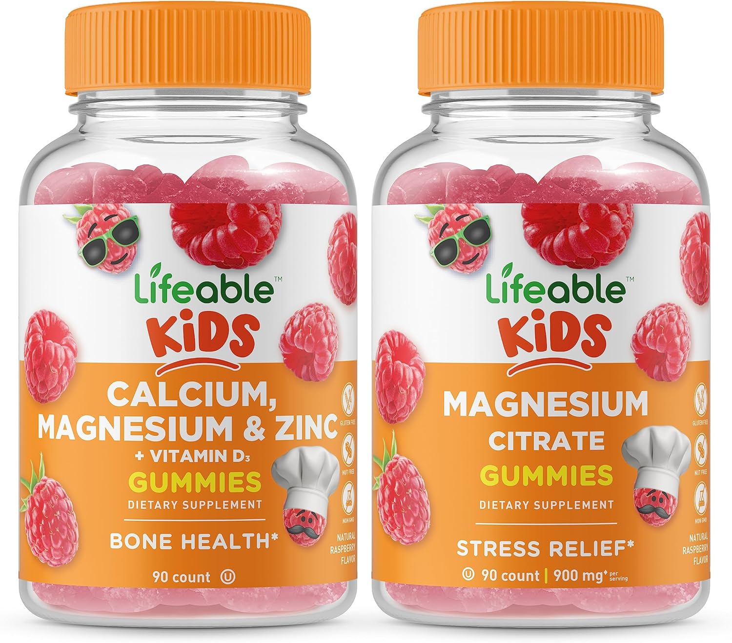 Bundle: Calcium Magnesium & Zinc + Magnesium Kids Gummies - Delicious Vitamin Supplement, Gluten & GMO Free Chewables