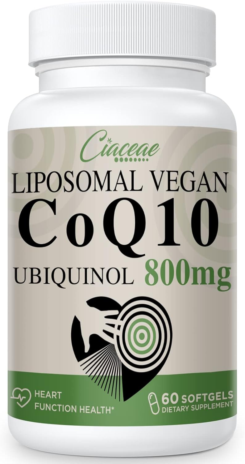 Bundle: Ciaceae Liposomal CoQ10 800mg + Ubiquinol CoQ10 600mg Softgels with Omega-3, Shilajit & PQQ - 3PCS