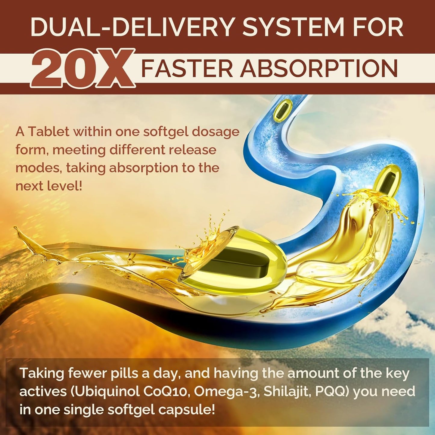 Bundle: Ciaceae Liposomal CoQ10 800mg + Ubiquinol CoQ10 600mg Softgels with Omega-3, Shilajit, & PQQ - 2PCS