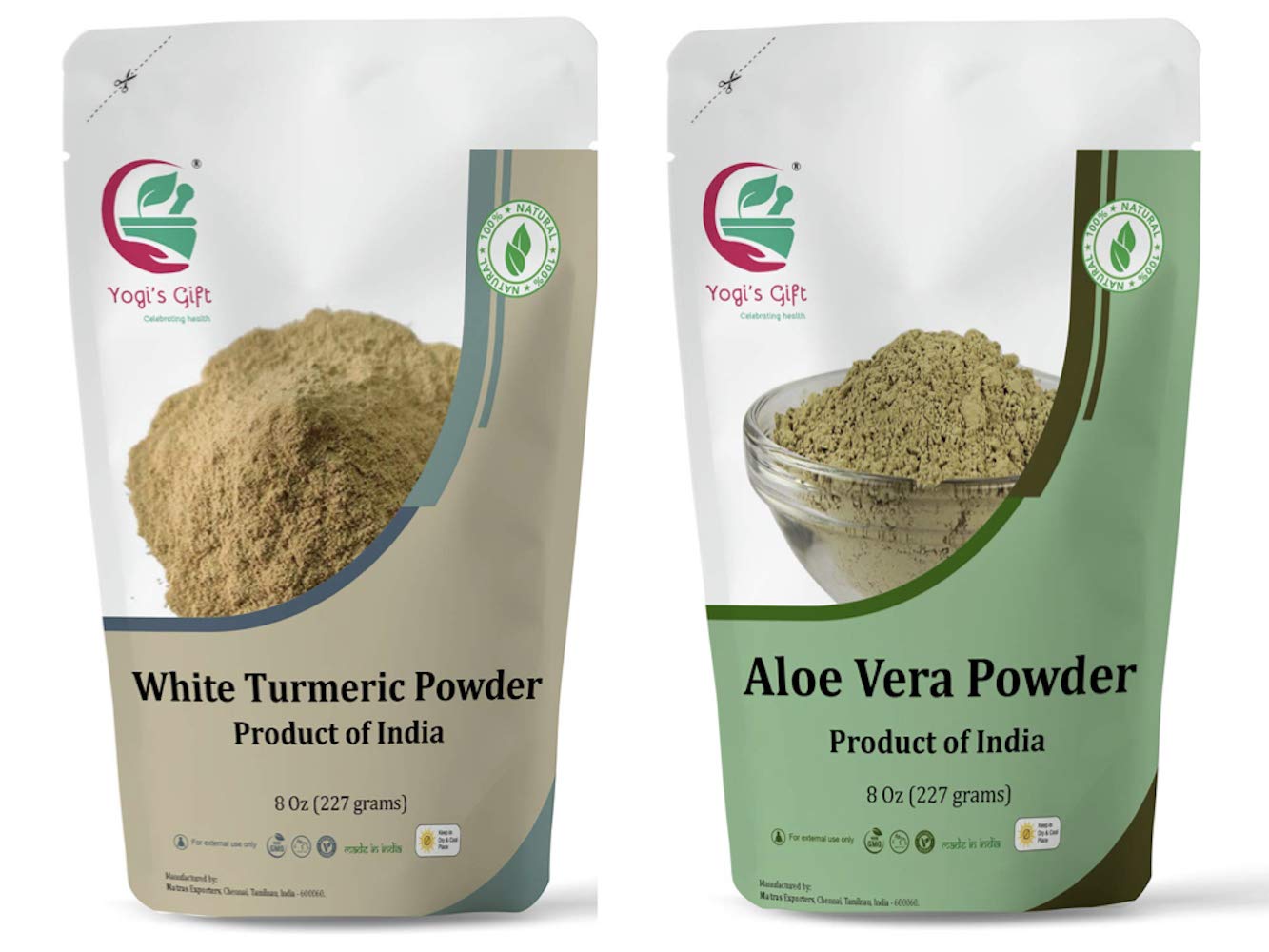 Bundle Deal: 8 oz White Turmeric Powder + Aloe Vera Powder Multi Pack