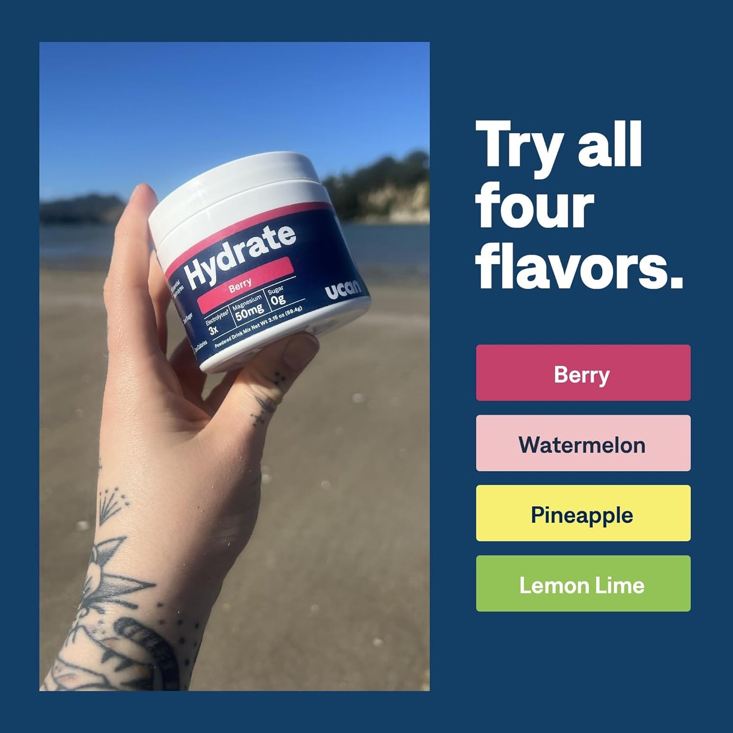 Bundle Deal: UCAN Hydrate Lemon Lime & Pineapple Jars for Running, Cycling, Crossfit | Sugar-Free, Vegan, Keto Energy Supplement