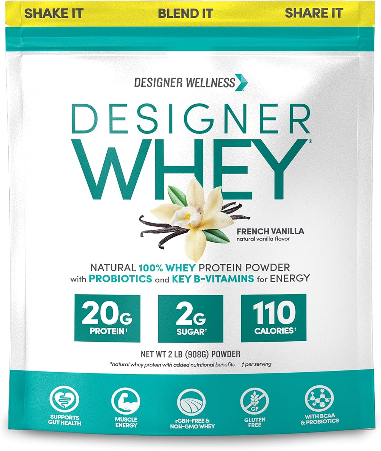 Bundle: Designer Wellness 2lb French Vanilla & Gourmet Chocolate Whey Protein - High Quality Ingredients for Health & Fitness