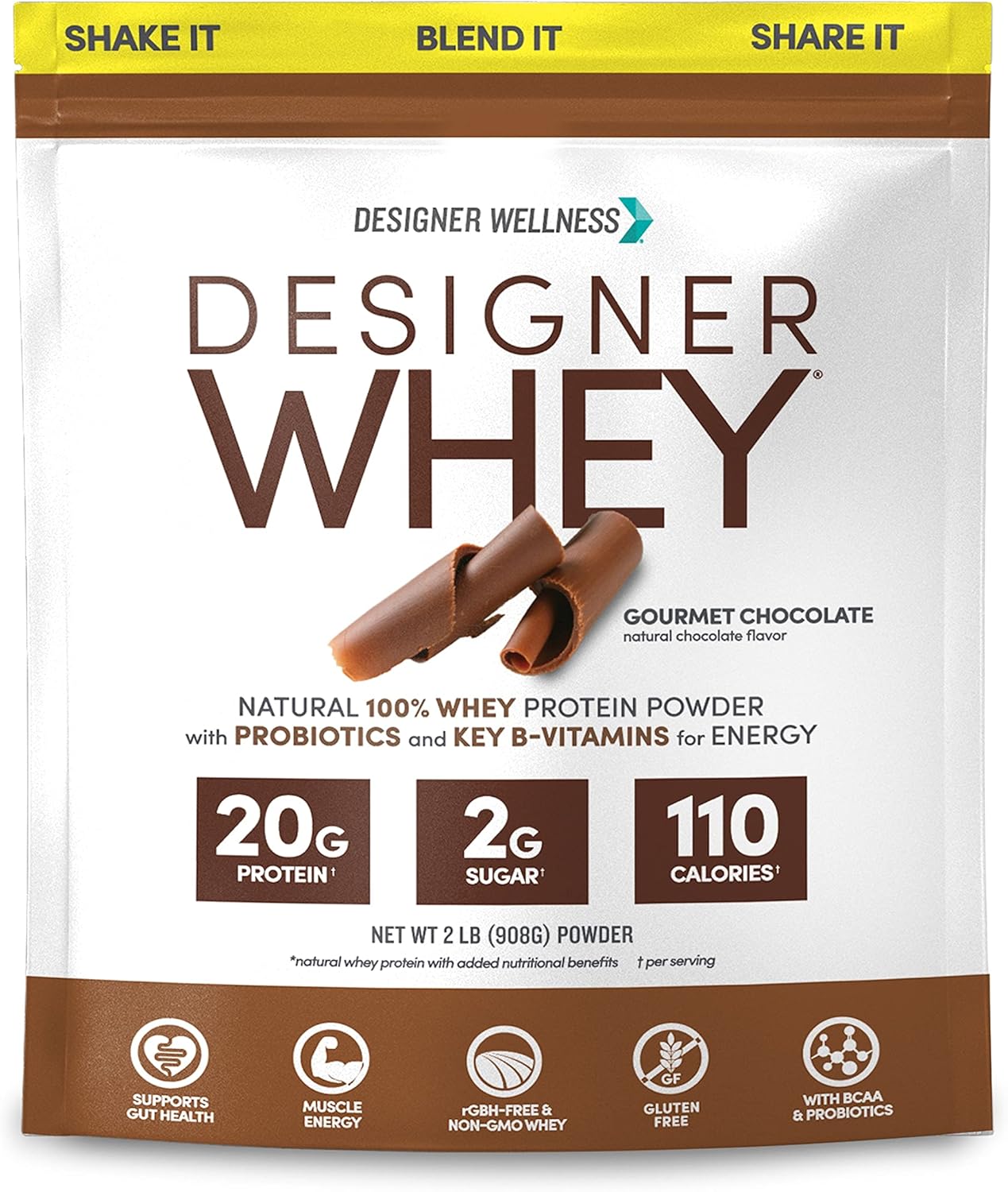 Bundle: Designer Wellness 2lb French Vanilla & Gourmet Chocolate Whey Protein - High Quality Ingredients for Health & Fitness