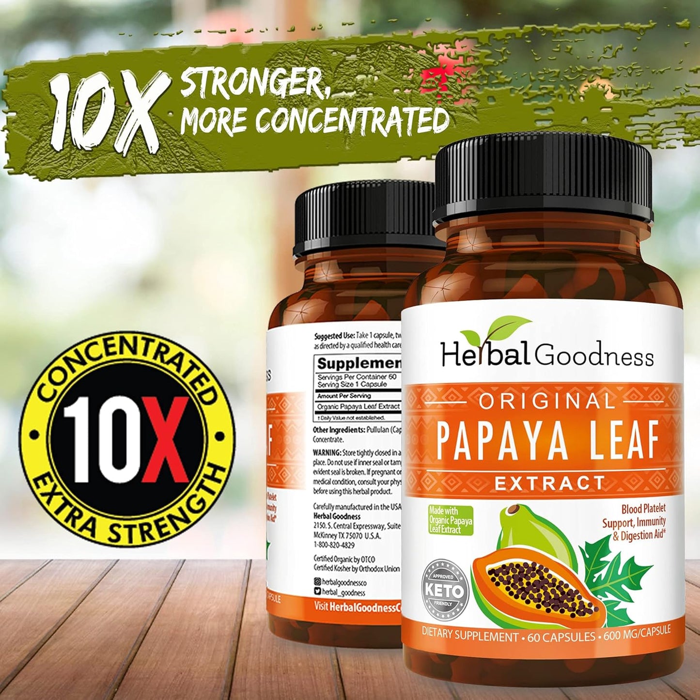 Bundle for Immune Health and Digestive Wellness: Herbal Goodness Papaya Leaf Extract Capsule and Tea