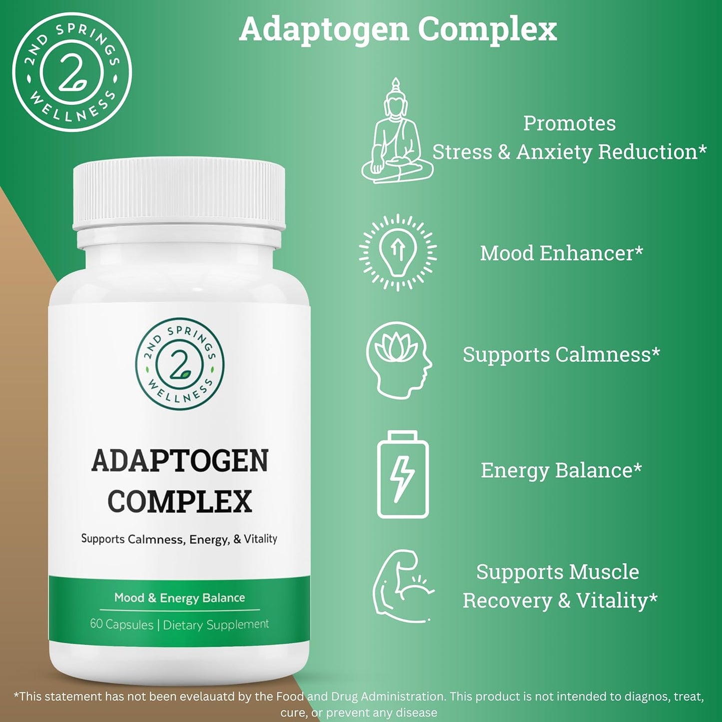 Bundle for Optimal Living: 2nd Springs B-100 Complex & Adaptogen Complex - Boost Energy, Calm Relief, Emotional Well-Being