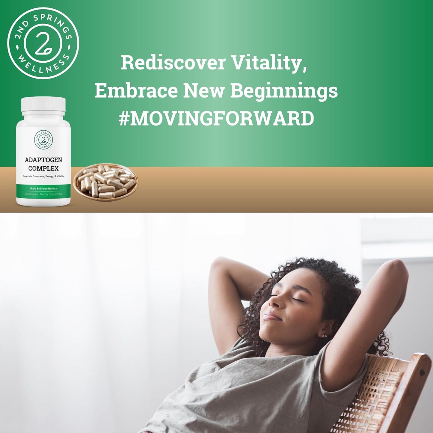 Bundle for Optimal Living: 2nd Springs B-100 Complex & Adaptogen Complex - Boost Energy, Calm Relief, Emotional Well-Being