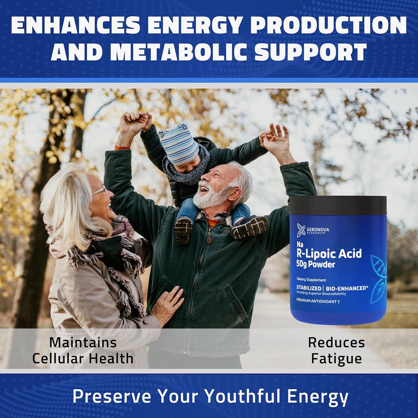 Bundle: Geronova Research R-Lipoic Acid 115mg Capsules & Bio-Enhanced Na R-Lipoic Acid 50g Powder