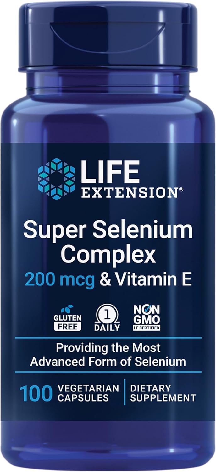 Bundle: Life Extension Selenium Complex & Vitamin E Capsules (100 ct) + Vitamin D3 5000 IU Softgels (60 ct) for Cellular, Bone & Brain Health