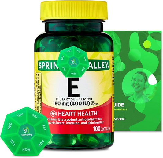 Bundle: LightSpring Vitamin E 180 mg (400 IU) Softgels, A to Z Vitamins & Minerals + Pill Organizer