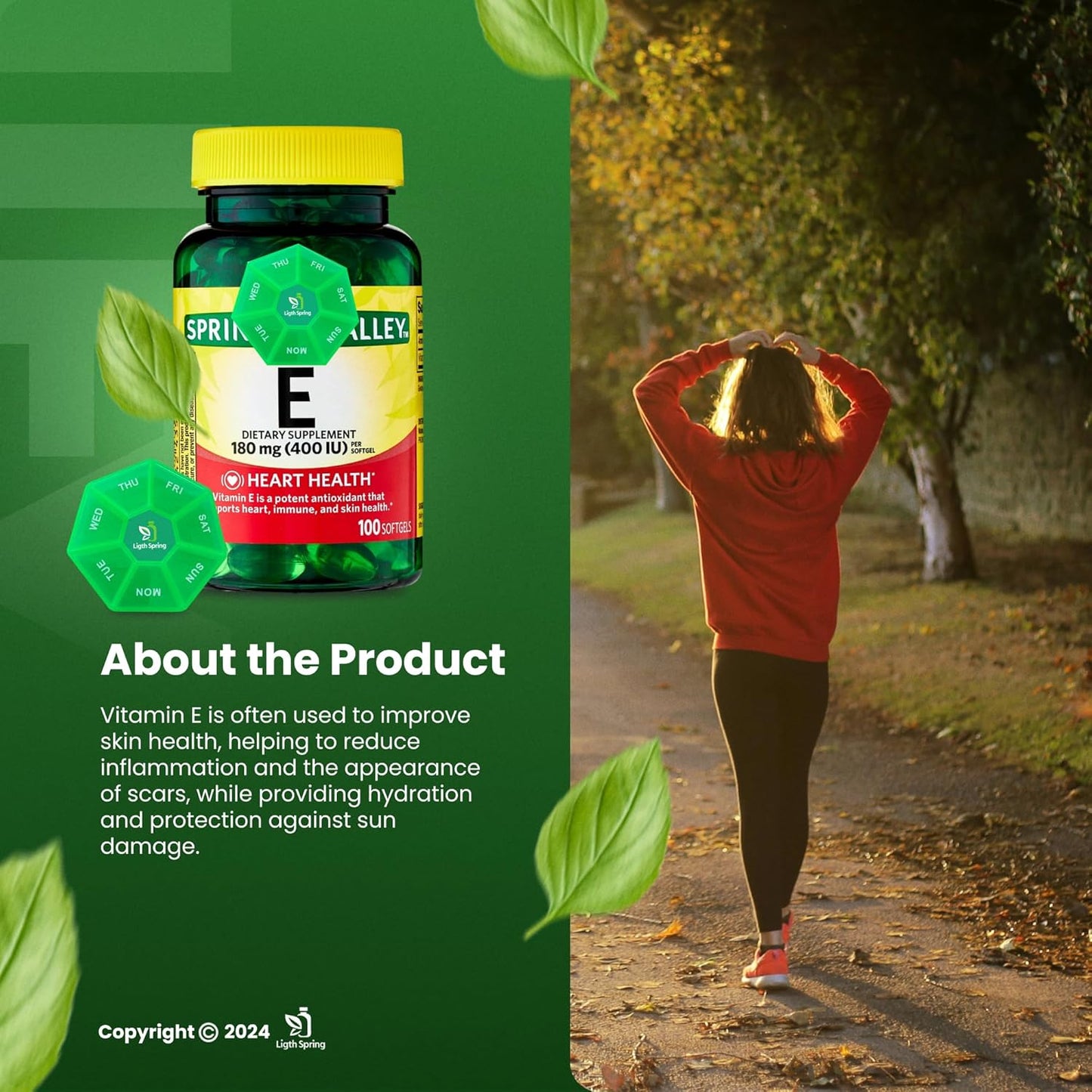 Bundle: LightSpring Vitamin E 180 mg (400 IU) Softgels, A to Z Vitamins & Minerals + Pill Organizer