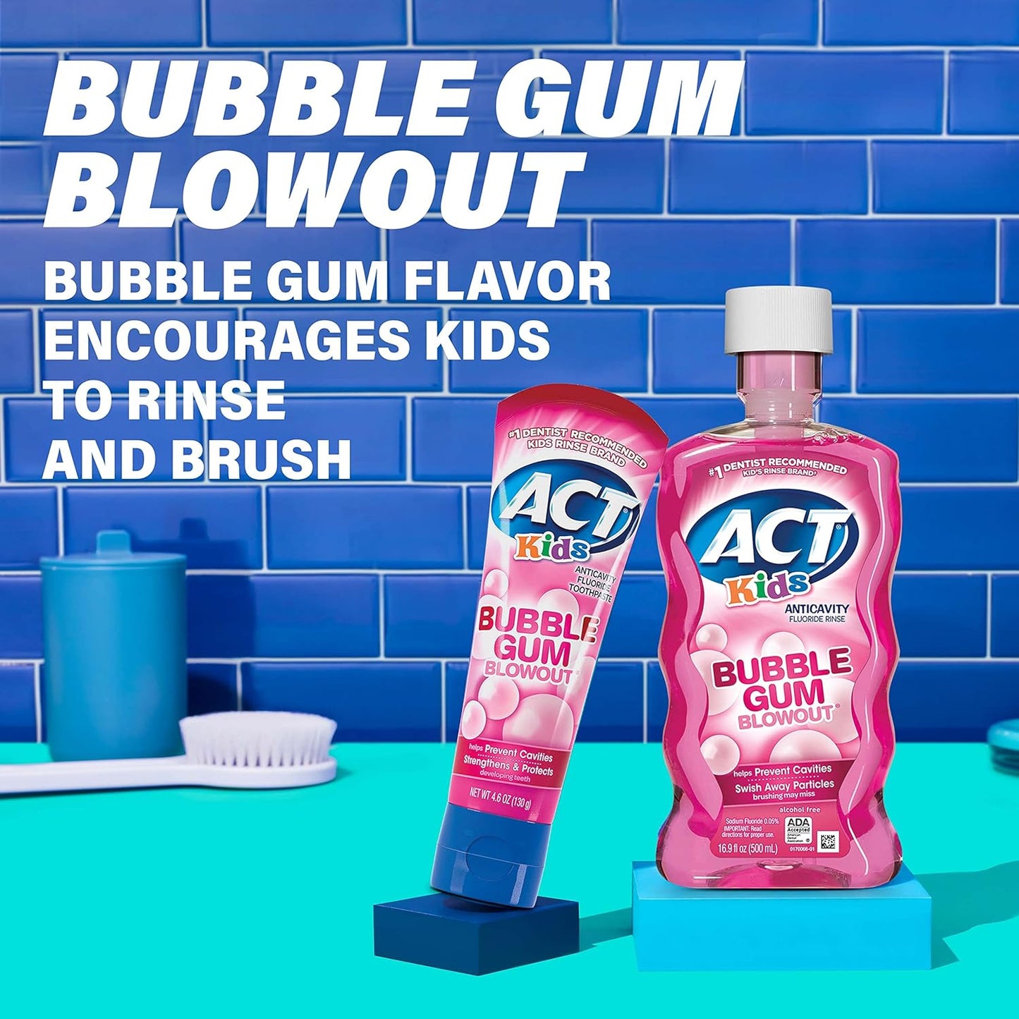 Bundle: Lil Critters 90 Fiber Gummy Supplement with ACT Kids 16.9oz Anticavity Rinse