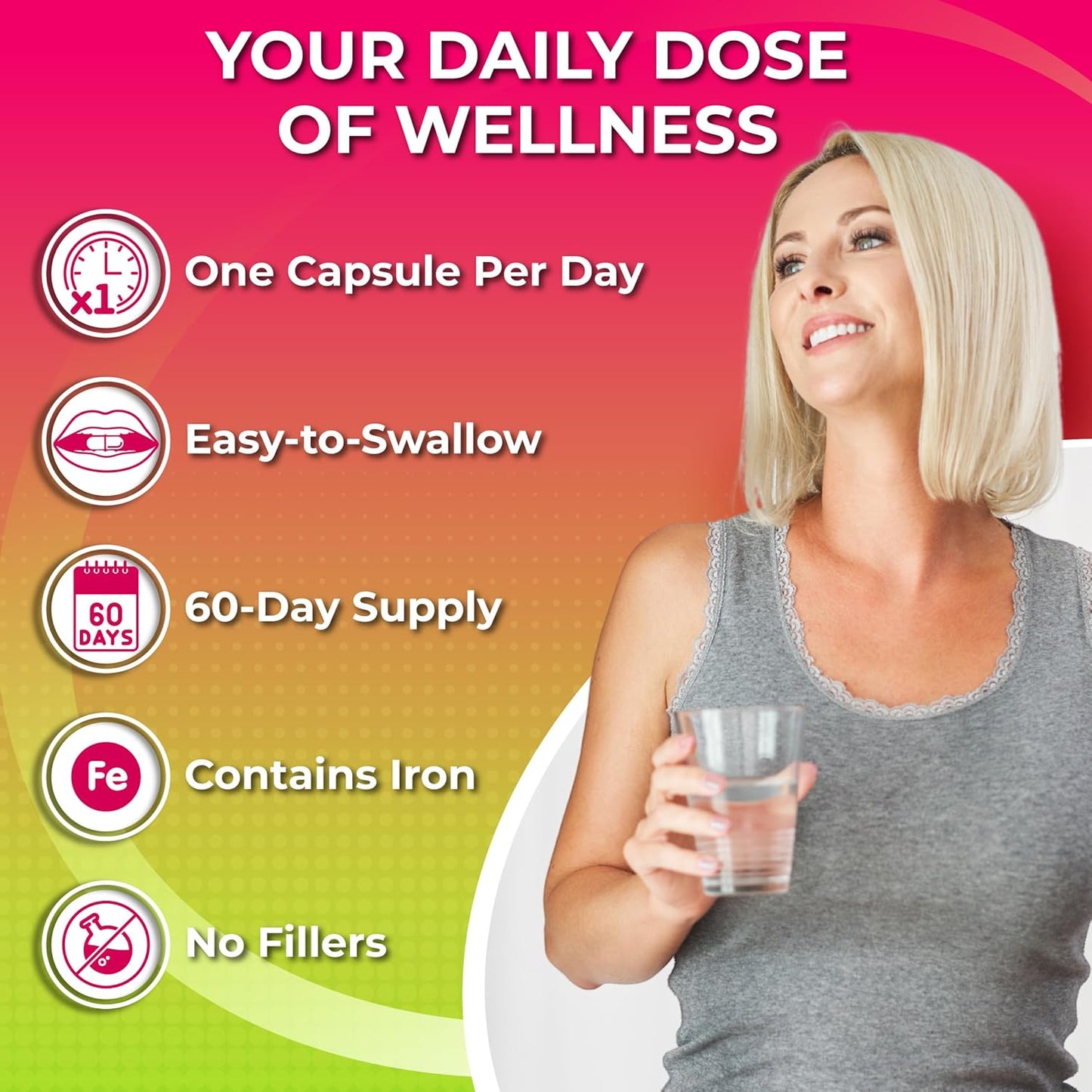 Bundle: Liposomal Vitamin C Capsules 1500mg + Women's Daily Multivitamin with Iron for Optimal Health