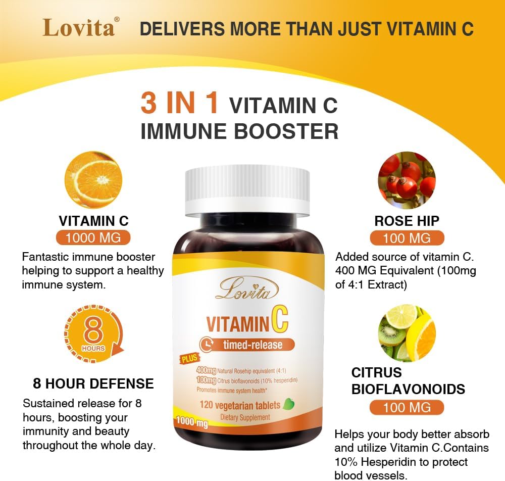 Bundle: Lovita Bee Propolis Liquid Extract & Vitamin C Nutrient Supplements for Immune Support