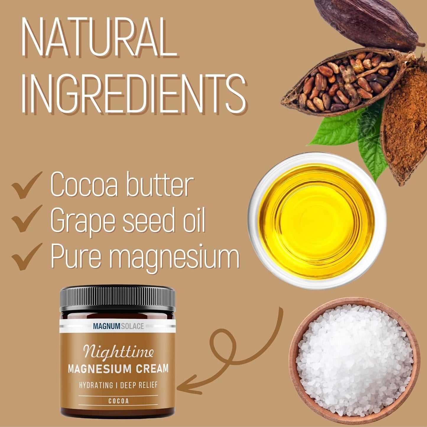 Bundle: Magnum Solace Cocoa Magnesium Cream & Unscented Magnesium Cream - 2 Pack