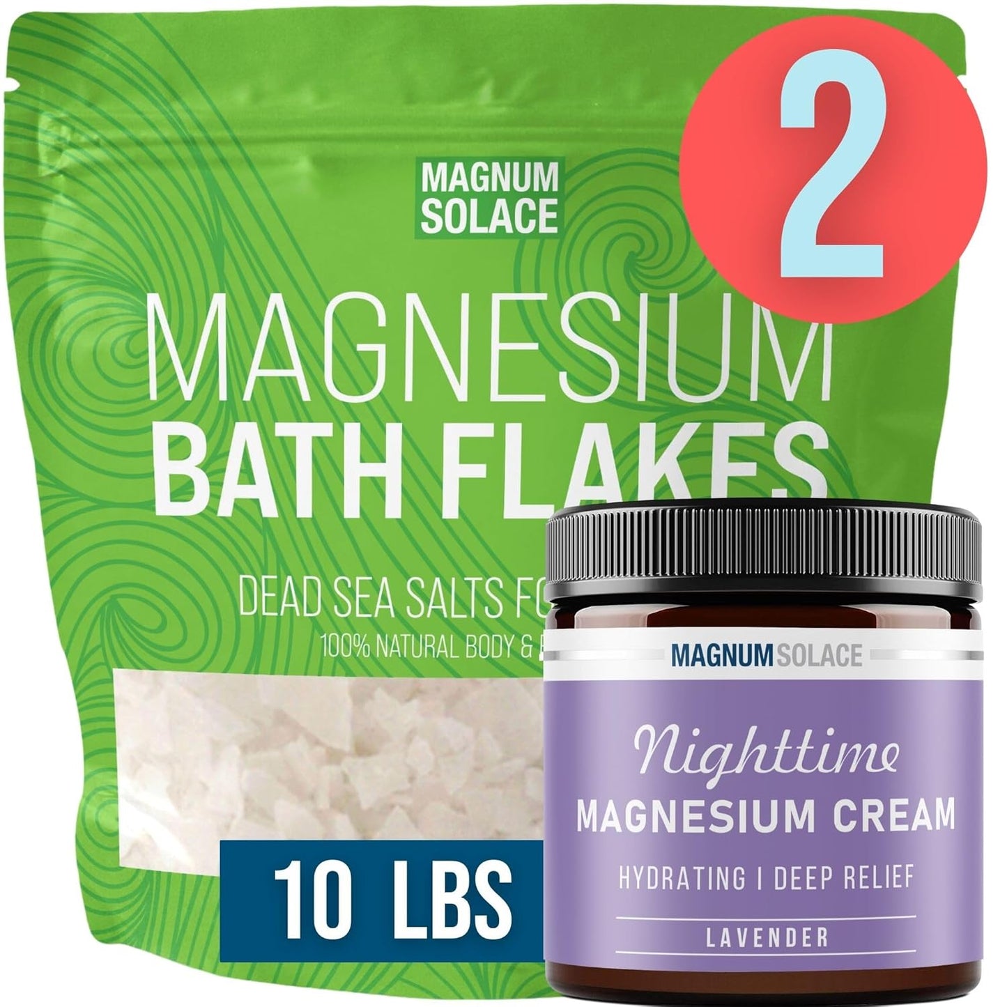 Bundle: Magnum Solace Pure Magnesium Flakes & Cream - Natural Relief Solution