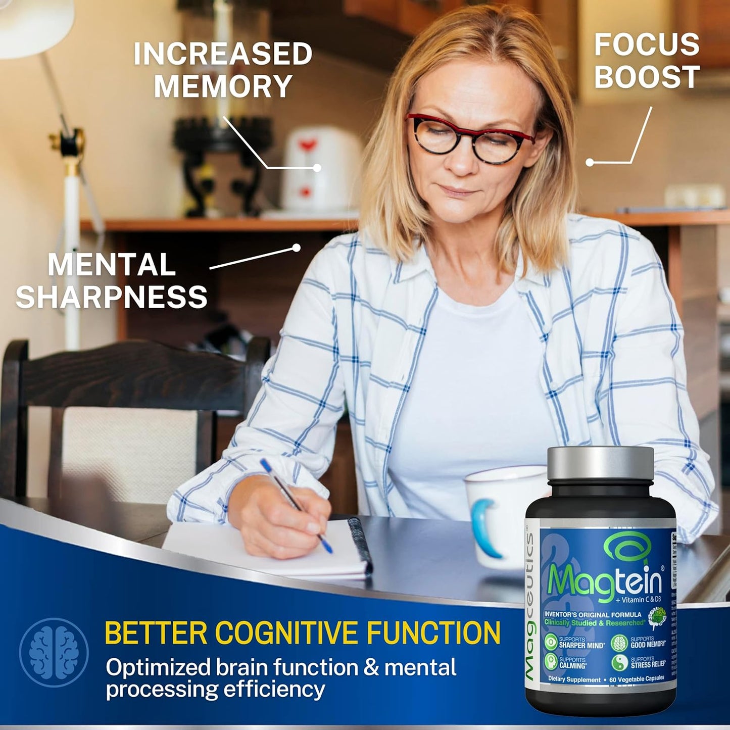 Bundle: Magtein Magnesium L-Threonate Capsules, Magceutics Adult Gummies, Vitamin D3 K2 - 240 Count