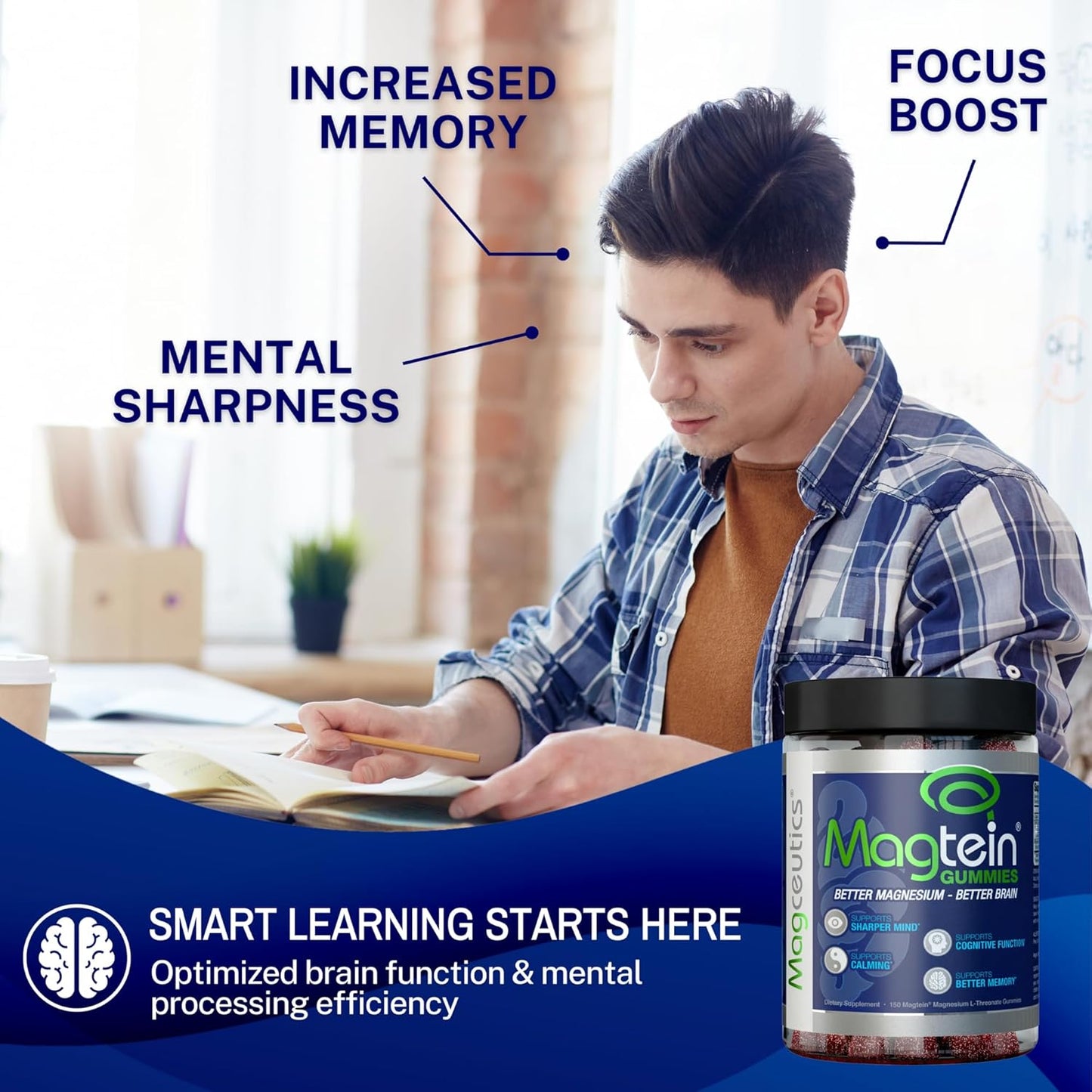 Bundle: Magtein Magnesium L-Threonate Capsules, Magceutics Adult Gummies, Vitamin D3 K2 - 240 Count