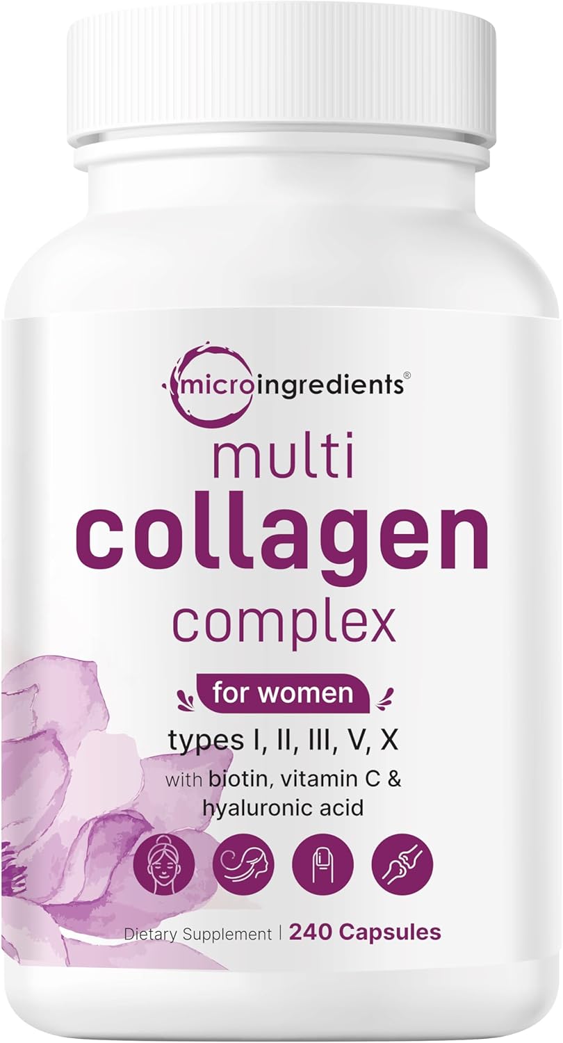 Bundle: Micro Ingredients Multi Collagen Complex 240 Capsules & Moringa Oleifera 6,000mg 300 Capsules - Hydrolyzed Protein Peptides & Antioxidant Supplement Pack