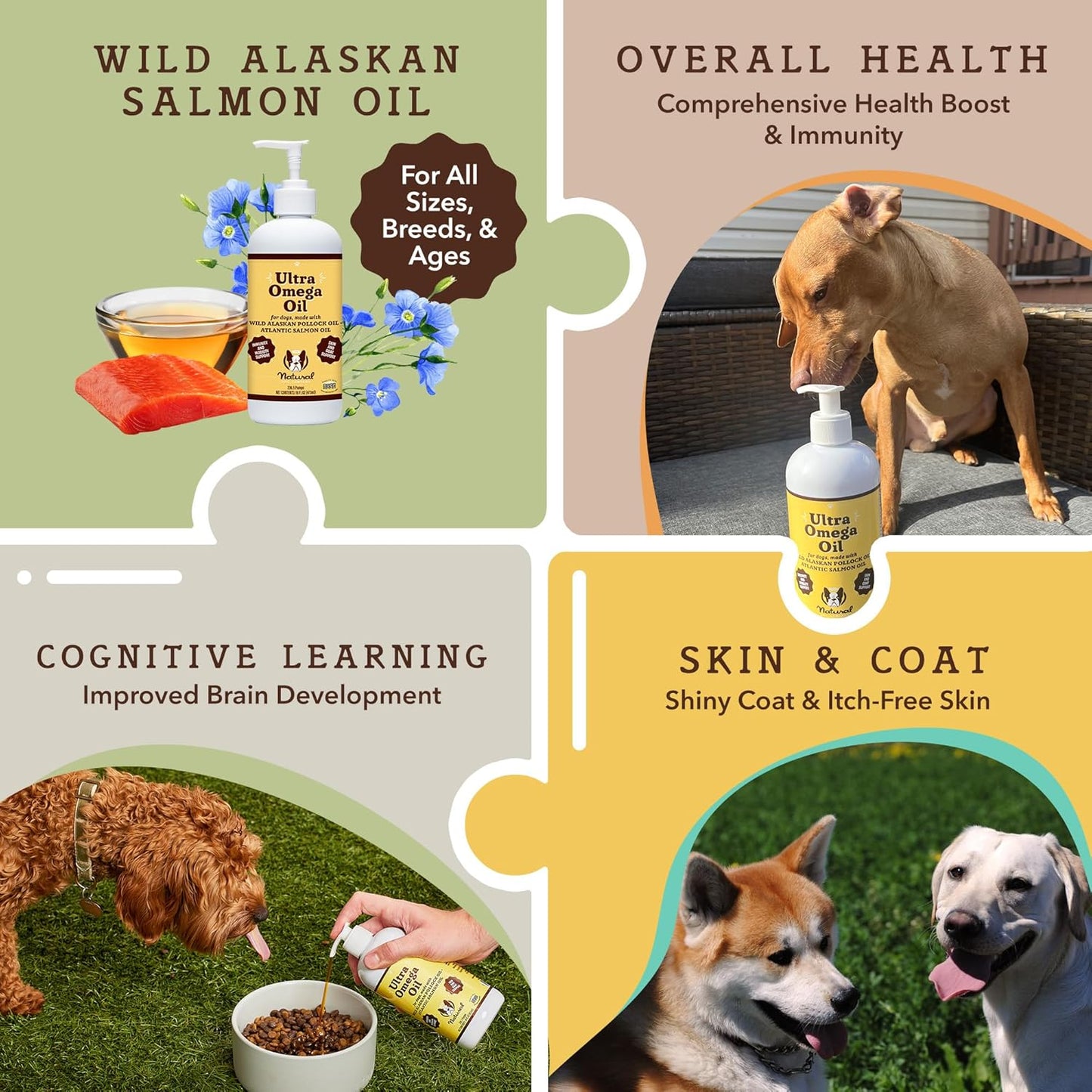 Bundle: Natural Dog Company Canine Vitality Dog Vitamins & Supplements - Hip & Joint Chews + Ultra Omega Fish Oil for Dogs