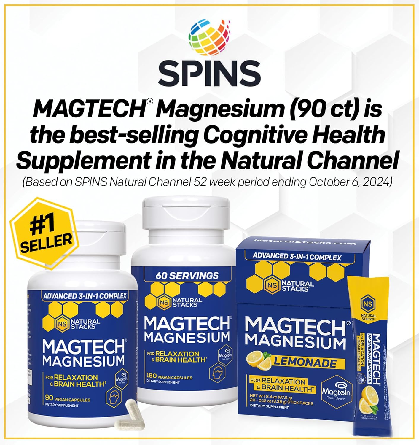 Bundle: NATURAL STACKS Magtech Magnesium Drink Mix & Zen Magnesium Gummies - Brain Health & Stress Relief - 35 Servings