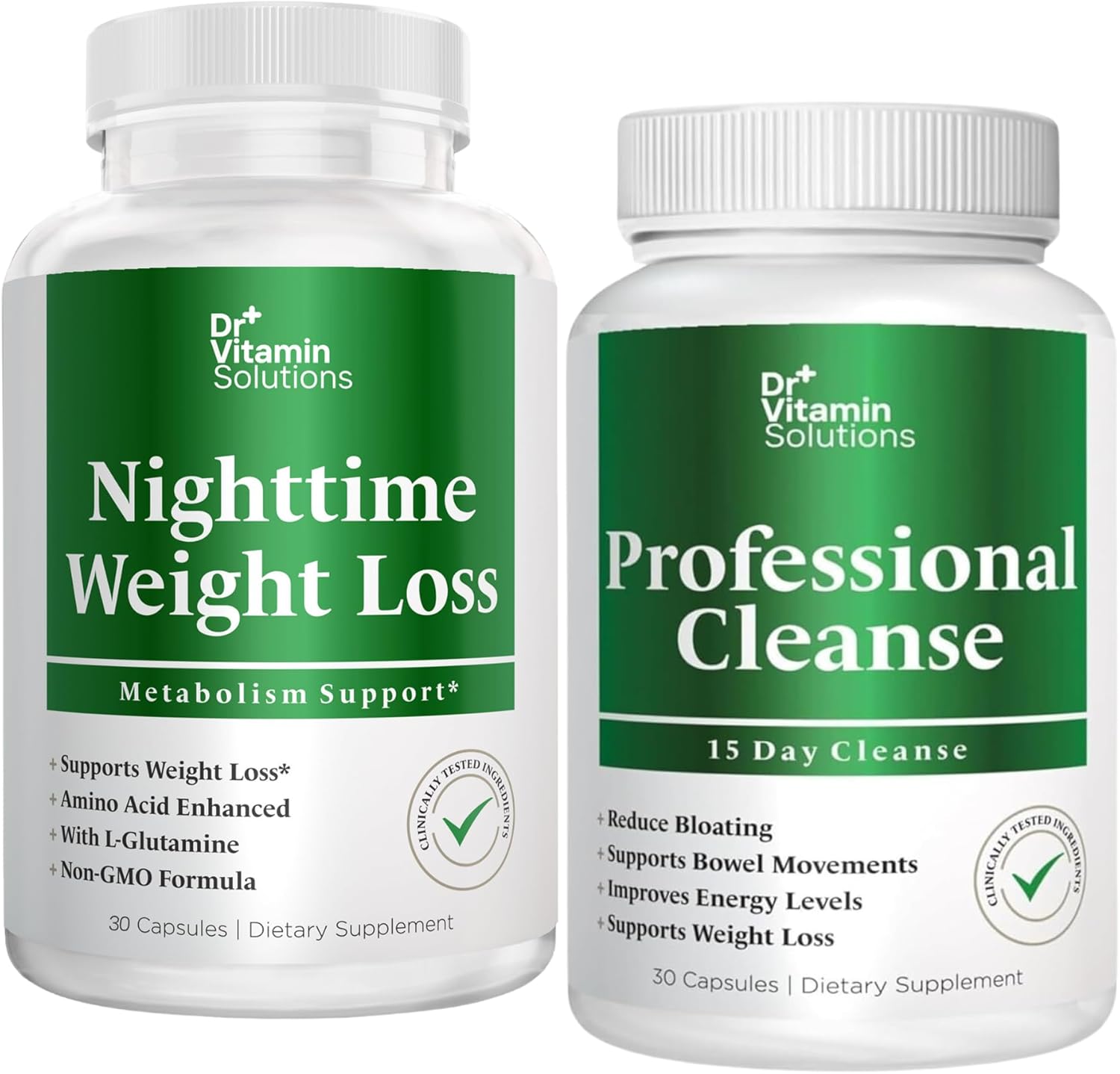 Bundle: Nighttime Healthy Weight Support & 15-Day Cleanse for Slimming Formula & Bloating, 60 Capsules