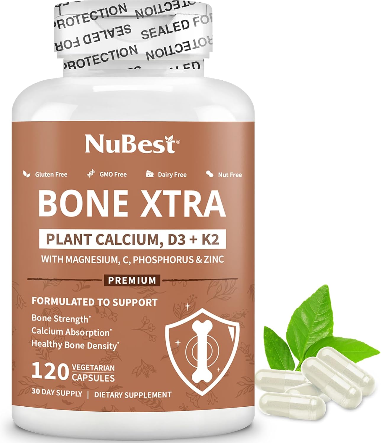 Bundle: NuBest Tall Growth Protein Powder & Bone Xtra Capsules - Chocolate Flavor for Teen Height Growth, Bone Strength, Brain Boost - Vegan, Probiotics, Calcium, Multivitamin