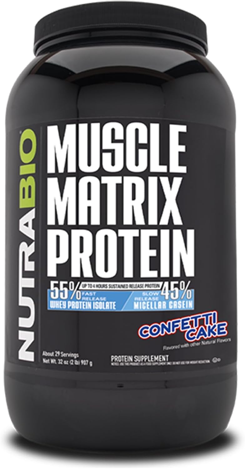 Bundle: NutraBio Creatine Monohydrate (Unflavored, 150g) & Muscle Matrix Protein Powder (Confetti Cake) - Enhance Muscle Energy, Growth, Recovery, Strength
