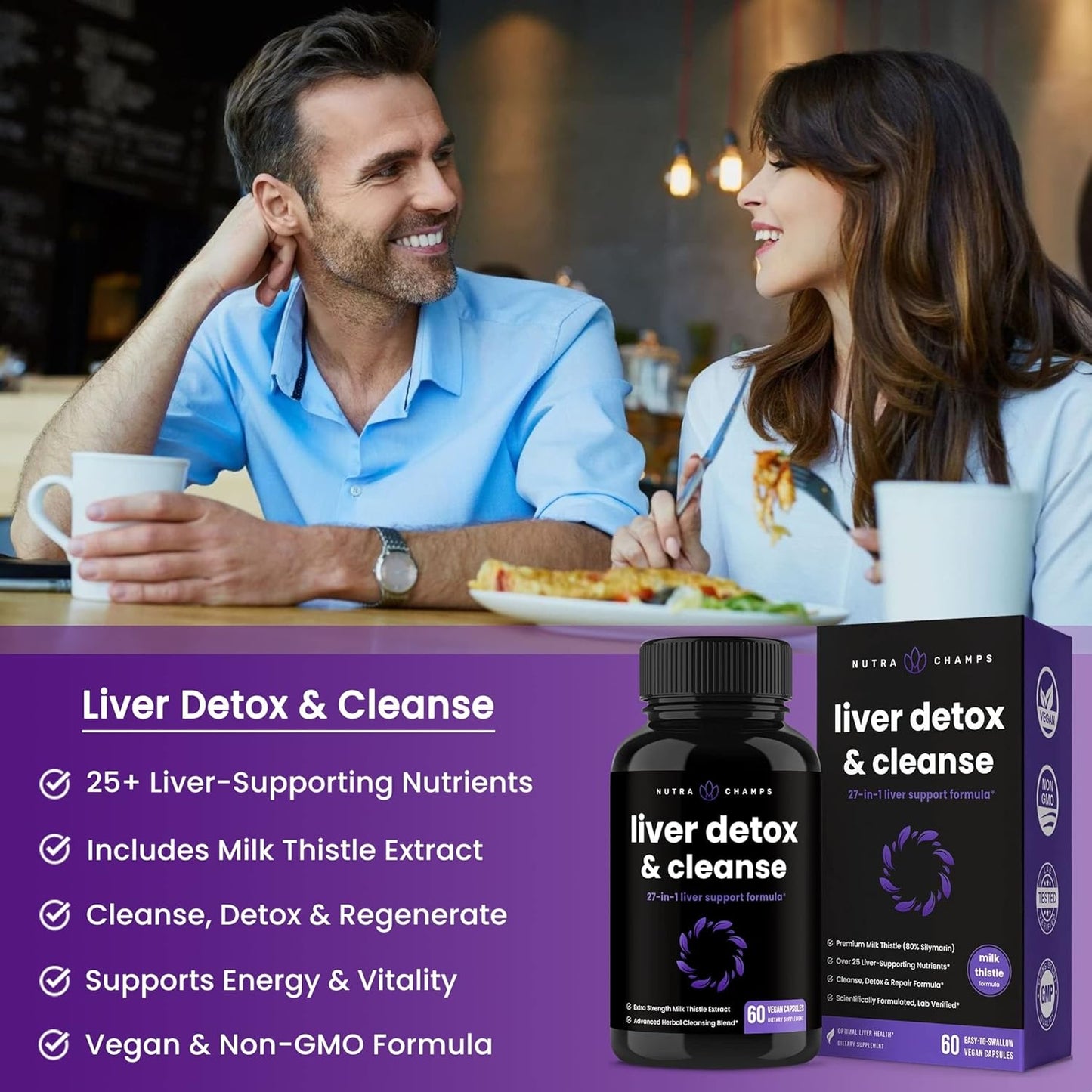 Bundle: NutraChamps Liver Cleanse Detox Capsules + Super Greens Antioxidant Superfood Powder