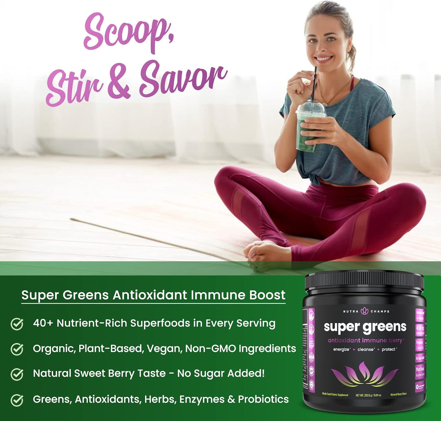 Bundle: NutraChamps Liver Cleanse Detox Capsules + Super Greens Antioxidant Superfood Powder