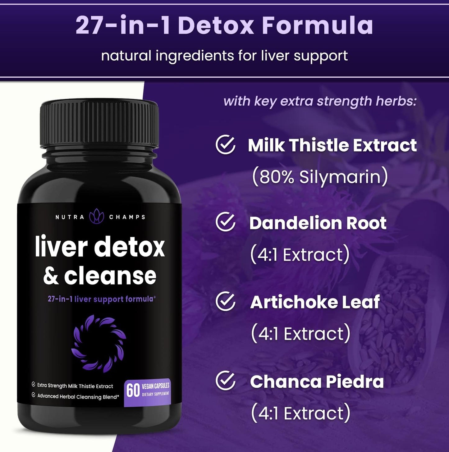 Bundle: NutraChamps Liver Cleanse Detox Capsules + Super Greens Antioxidant Superfood Powder