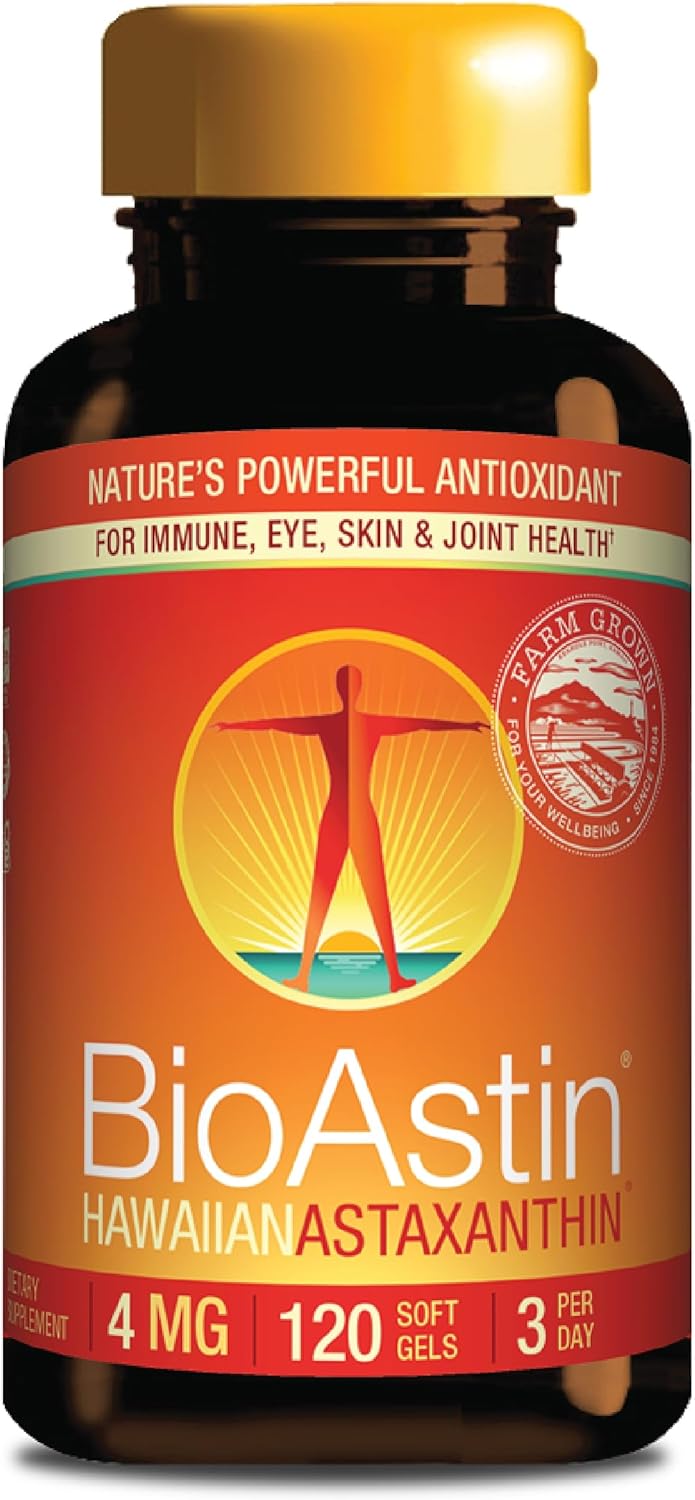 Bundle: Nutrex BioAstin Astaxanthin 4mg 120 Count + Pure Hawaiian Spirulina 1000 mg Tablets 180 Count