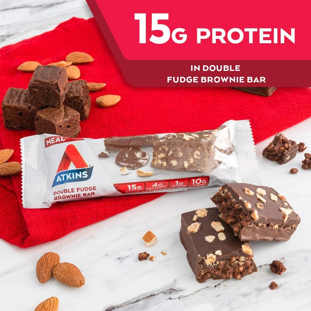 Bundle of 10 Atkins Chocolate Caramel Mousse and Double Fudge Brownie Protein Bars