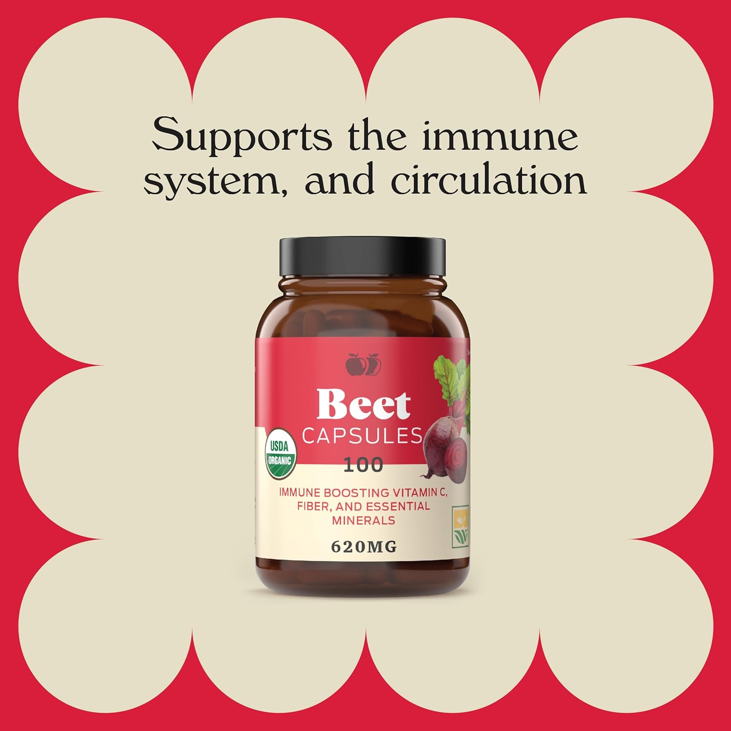 Bundle of 100 Capsules of Complete Natural Products Beet Root and Turmeric