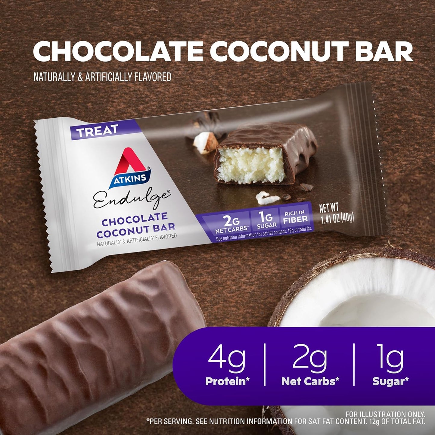 Bundle of 16 Atkins Endulge Crunchalicious Chocolate Bars & 16 Chocolate Coconut Bars