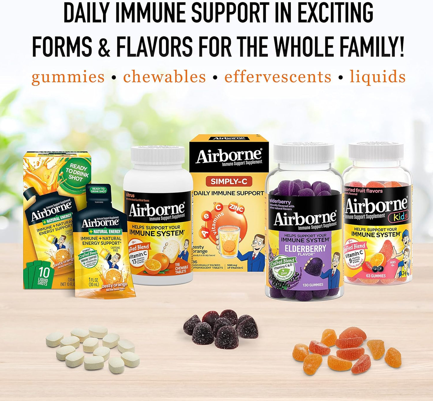 Bundle of 192 Airborne 1000mg Vitamin C Chewable Tablets in Citrus & Very Berry Flavor - Immune Support with Zinc and Antioxidant Vitamins A, C, & E