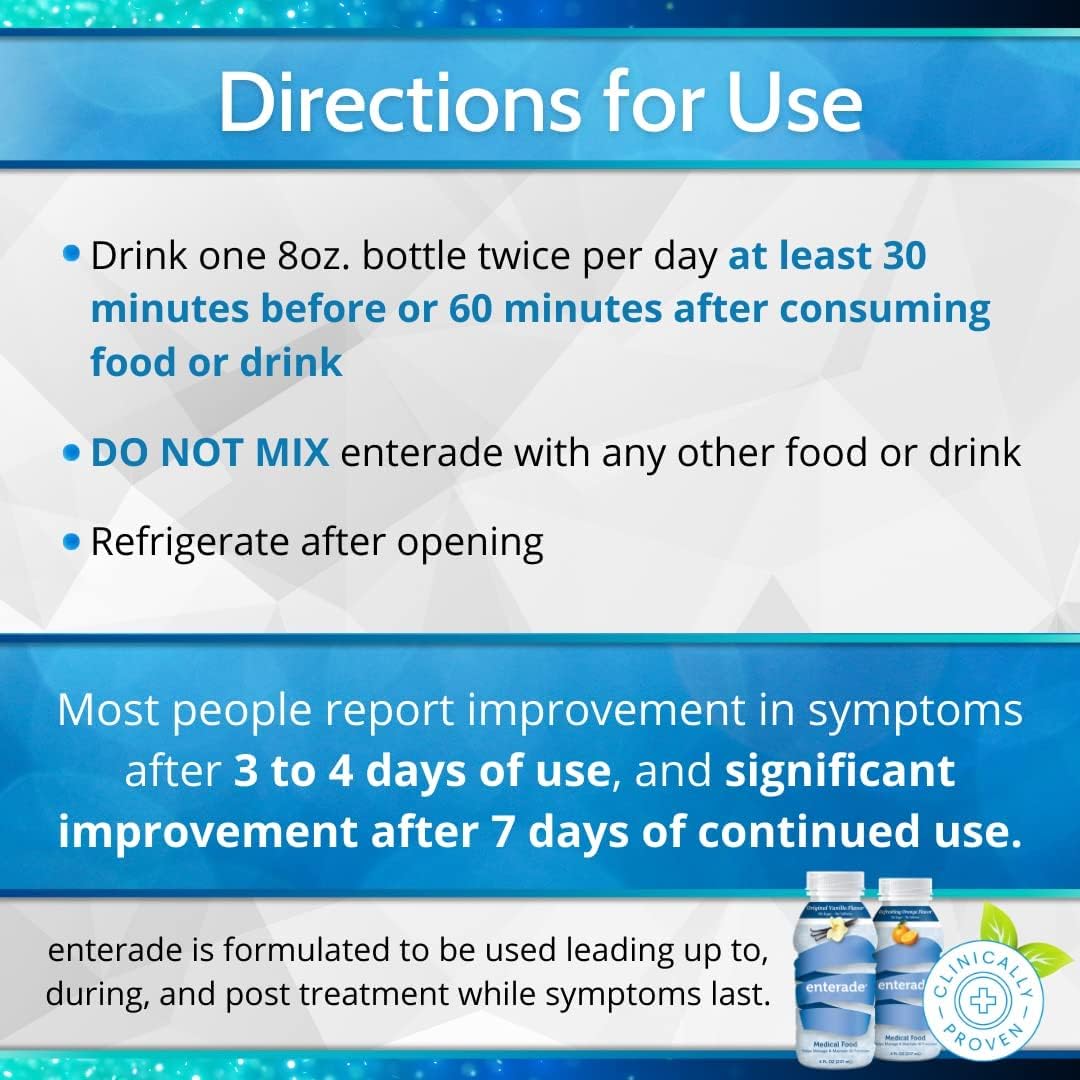 Bundle of 24 enterade AO Bottles, Orange and Vanilla Flavors, Designed to Alleviate GI Treatment Side Effects