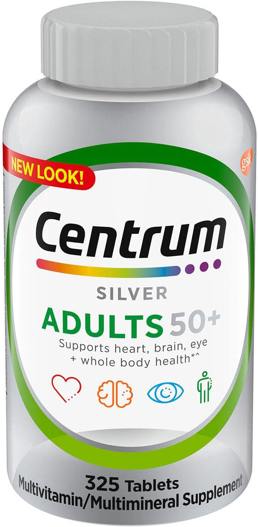 Bundle of 325 Tablets Generic Centrums Silver Adults 50+ Multivitamin - Adult Multi & Letter Vitamins, Herbals, Dietary Supplements for Body Health
