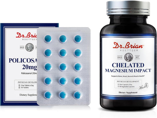 Bundle of Dr. Brian Roettger Policosanol and Chelated Magnesium Supplements for Heart Health